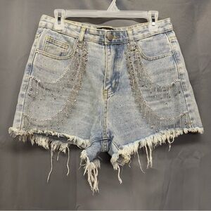 Embellished Denim Shorts
